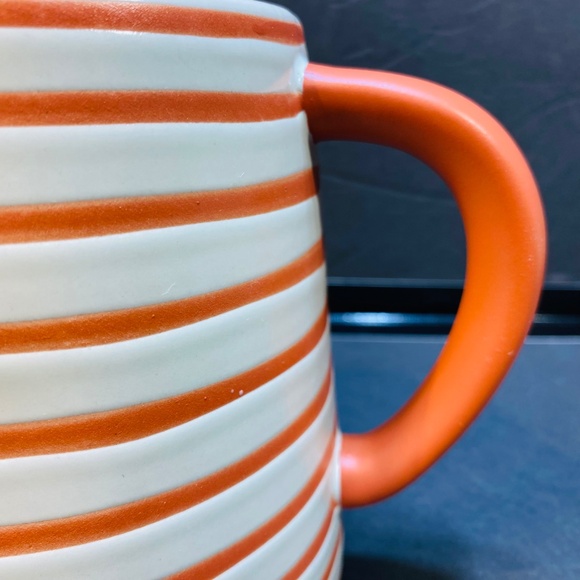 Hearth & Hand Striped Pitcher-orange/cream Stoneware Magnolia Target 5.5” Unused - Picture 3 of 7